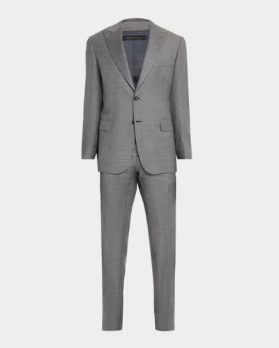 Brioni Men's Wool And Cashmere Sharkskin Two-piece Suit In Gray