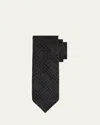Brioni Men's Wool And Cashmere Windowpane Check Tie In Black