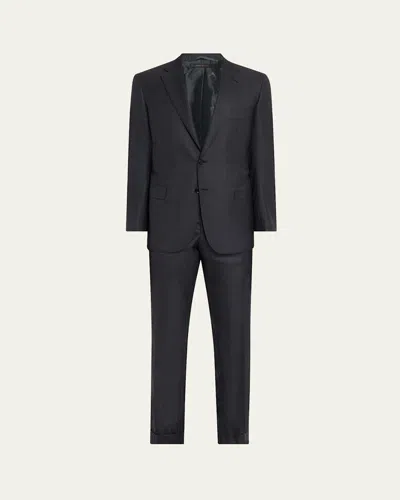 Brioni Men's Wool And Silk Tonal Check Two-piece Suit In Blue
