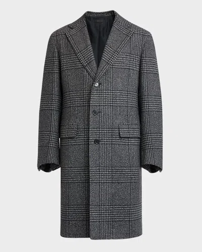Brioni Men's Wool-cashmere Plaid Topcoat In Multi
