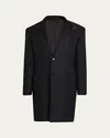 Brioni Men's Wool Chevron Single-breasted Overcoat In Gray