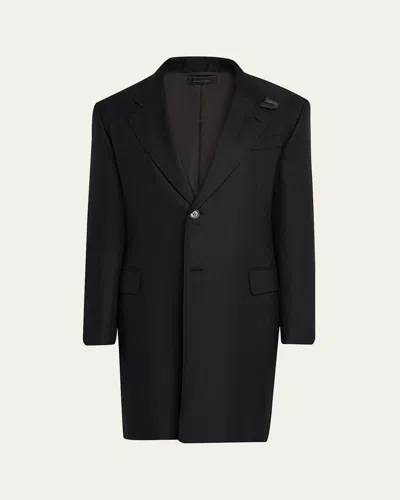 Brioni Men's Wool Chevron Single-breasted Overcoat In Gray