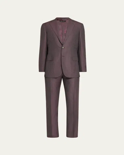 Brioni Men's Wool Herringbone Single-breasted Suit In Multi