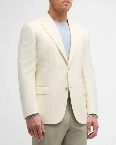 Brioni Men's Wool Hopsack Blazer In Ivory