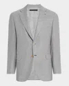 Brioni Men's Wool Hopsack Single-breasted Blazer In Gray