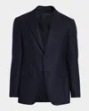 Brioni Men's Wool Hopsack Single-breasted Blazer In Blue