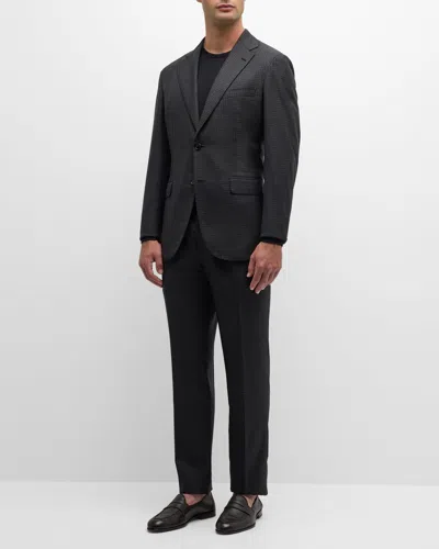 Brioni Men's Wool Houndstooth Suit In Anthracite