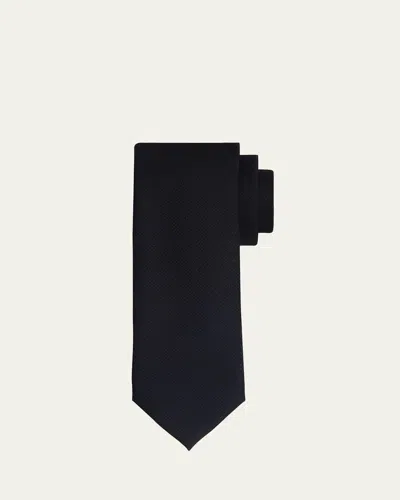 Brioni Men's Wool Micro-check Tie In Blue