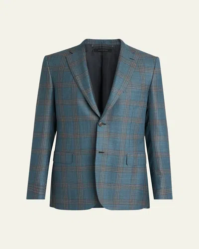 Brioni Men's Wool Plaid Single-breasted Sport Coat In Blue
