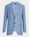Brioni Men's Wool Plaid Sport Coat In Sky Blue