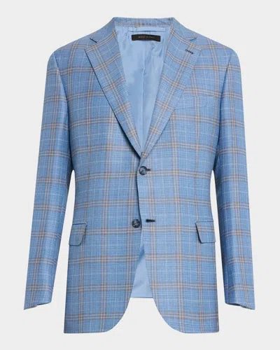 Brioni Men's Wool Plaid Sport Coat In Sky Blue