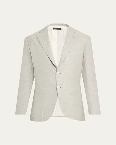Brioni Men's Wool Plume Plaid Single-breasted Sport Coat In Gray