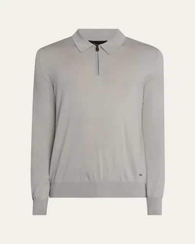 Brioni Men's Wool Quarter-zip Sweater In Aqua