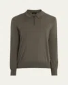 Brioni Men's Wool Quarter-zip Sweater In Olive Green