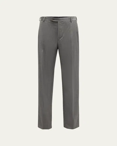 Brioni Men's Wool Sharkskin Pants In Lead