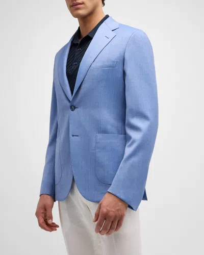 Brioni Men's Wool-silk Blazer In Sky Blue