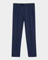 Brioni Men's Wool Textured Straight-fit Formal Pants In Blue