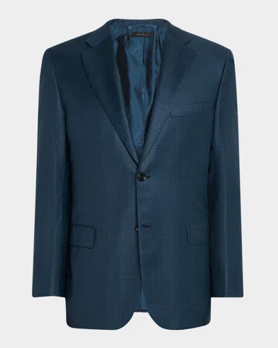 Brioni Men's Wool Tonal Prince Of Wales Sport Coat In Blue