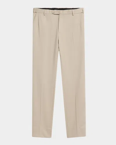 Brioni Men's Wool Twill Flat-front Pants In Sand