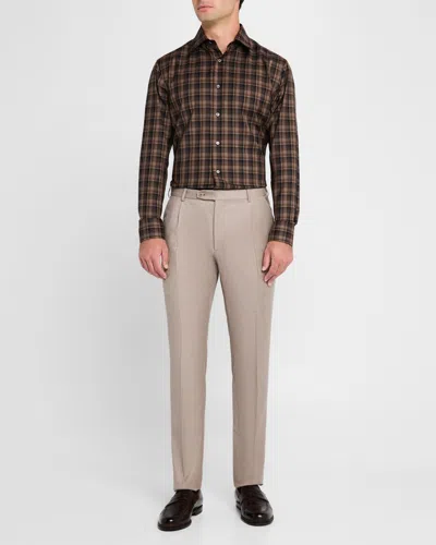 BRIONI MEN'S WOOL TWILL TROUSERS