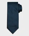 Brioni Men's Woven Geometric Silk Tie In Blue