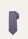 Brioni Geometric Silk Tie In Pink Purpl