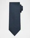 Brioni Men's Woven Micro-geometric Silk Tie In Blue