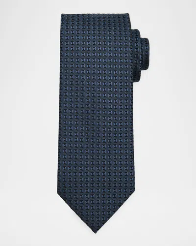 Brioni Men's Woven Micro-geometric Silk Tie In Blue