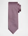 Brioni Men's Woven Micro-geometric Silk Tie In Pink
