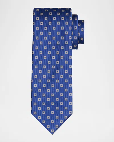 Brioni Men's Woven Square Silk Tie In Blue