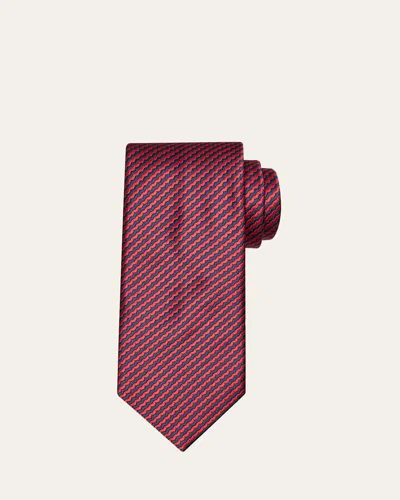 Brioni Men's Woven Stripe Silk Tie In Red