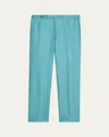 Brioni Men's Wwx 80th Anniversary Lambda Flat-front Trousers In Turquoise