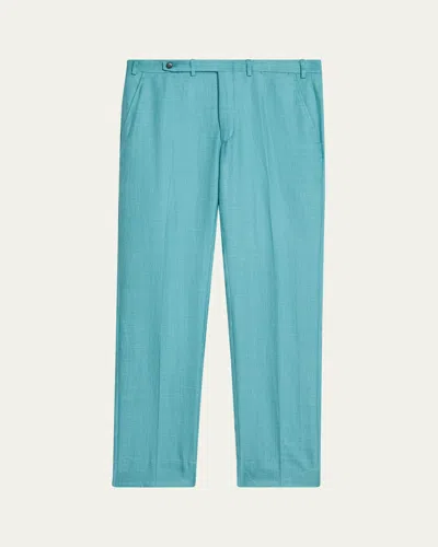 Brioni Men's Wwx 80th Anniversary Lambda Flat-front Trousers In Turquoise