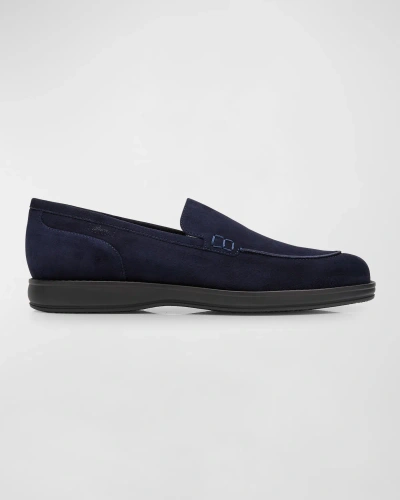 Brioni Men's York Suede Loafers In Midnight Blue