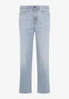 Brioni Straight-leg Light Blue Denim Trousers With Classic Design In Blue