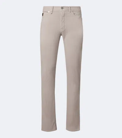 Brioni Logo-patch Straight-leg Jeans In Neutrals