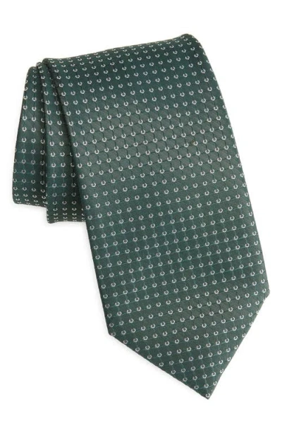 Brioni Micromedallion Silk Tie In Green