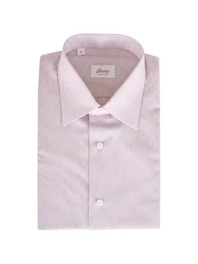 Brioni Micro-pattern Cotton Shirt In Multi