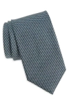 Brioni Microprint Silk Tie In Blue