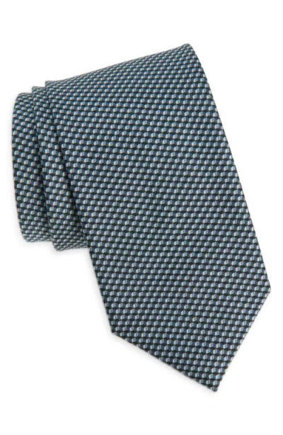 Brioni Microprint Silk Tie In Blue