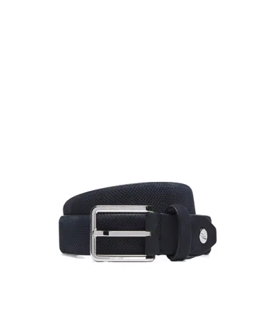 Brioni Midnight Blue Nubuk Micro-perforated Belt In Black