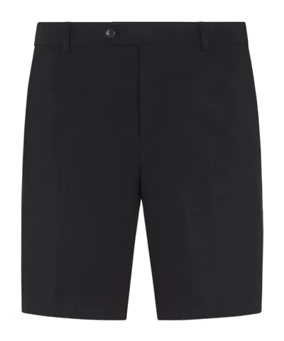 Brioni Midnight Blue Stretch Cotton Gabardine Journey Shorts In Black