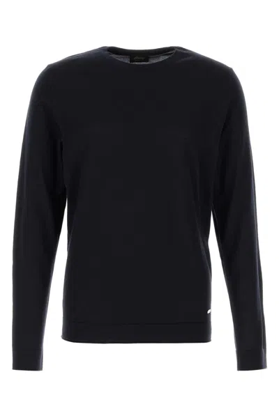 Brioni Midnight Blue Wool Sweater In Black