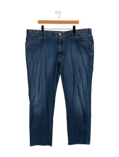 Pre-owned Brioni Mid-rise Wide Leg Jeans In Blue