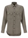 Brioni Military Style Shirt With Pockets And Long Sleeves In Gray
