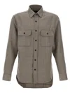Brioni Military Style Shirt With Pockets And Long Sleeves In Gray