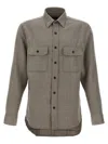 Brioni Military Style Shirt With Pockets And Long Sleeves In Gray