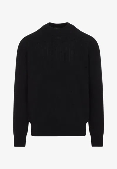 Brioni Mock-neck Chunky Knit Cashmere Sweater In Black
