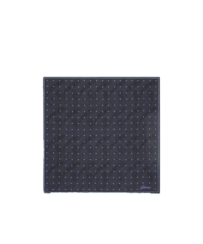 Brioni Navy And Sky Blue Silk Pocket Square
