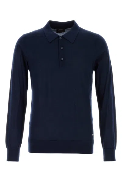 Brioni Navy Blue Cashmere Blend Polo Shirt